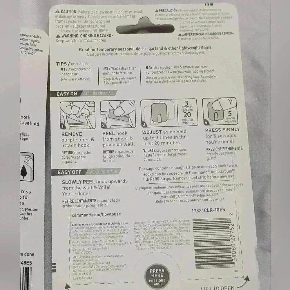 2 Pk Bundle of Brand New Command Adjustables. 48 Poster Strips + 10 1lb Hooks - Picture 4 of 7